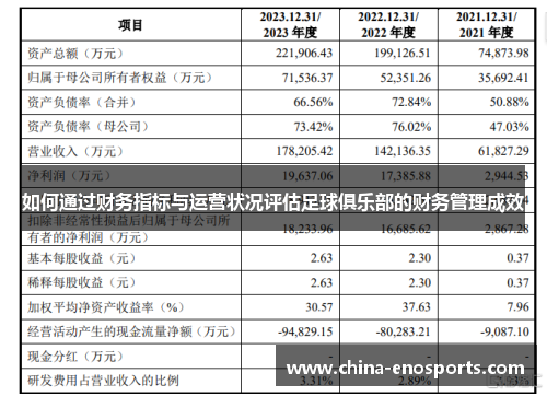 如何通过财务指标与运营状况评估足球俱乐部的财务管理成效